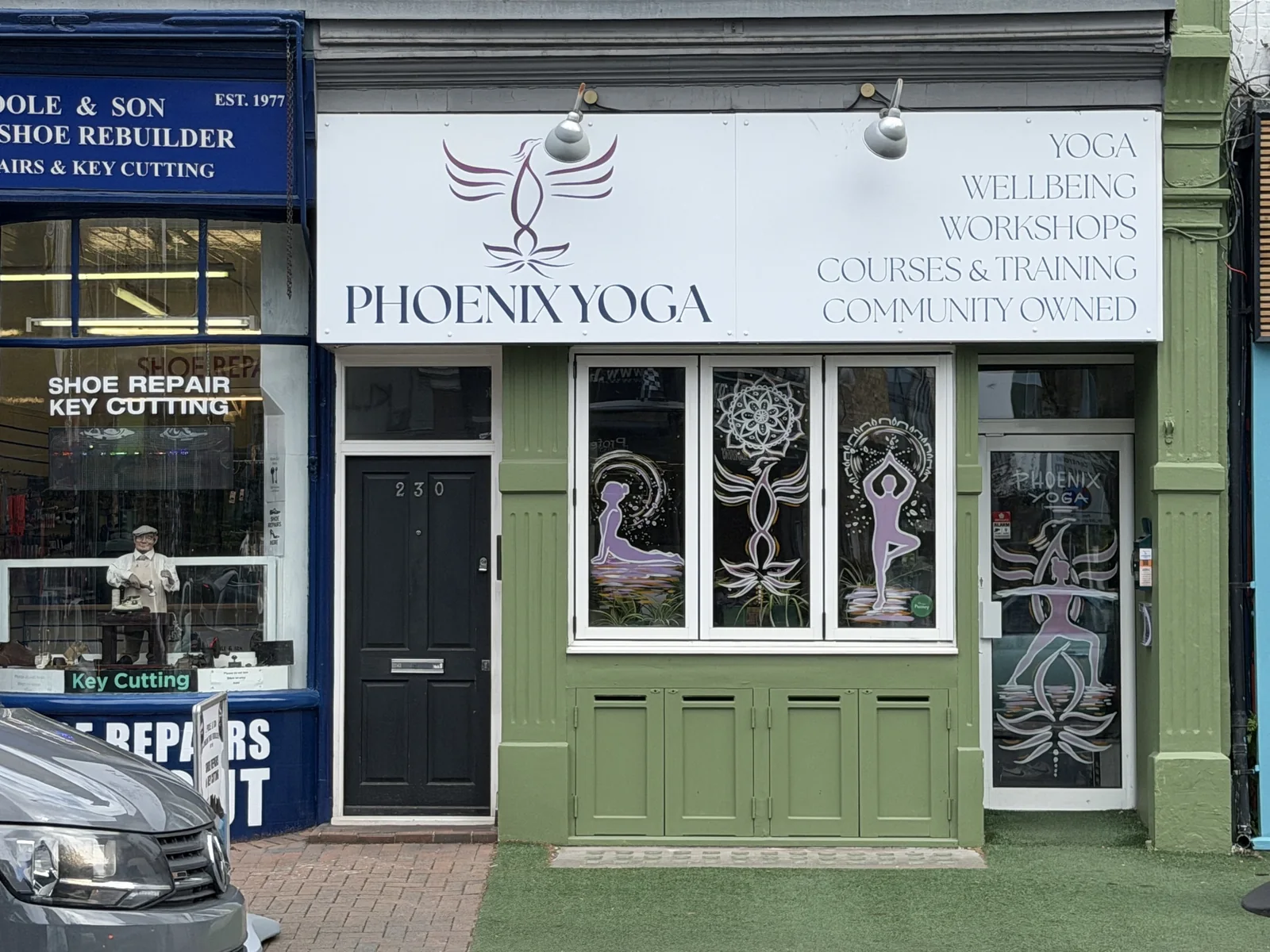 Phoenix Yoga frontage and entrance at 230 Upper Richmond Road