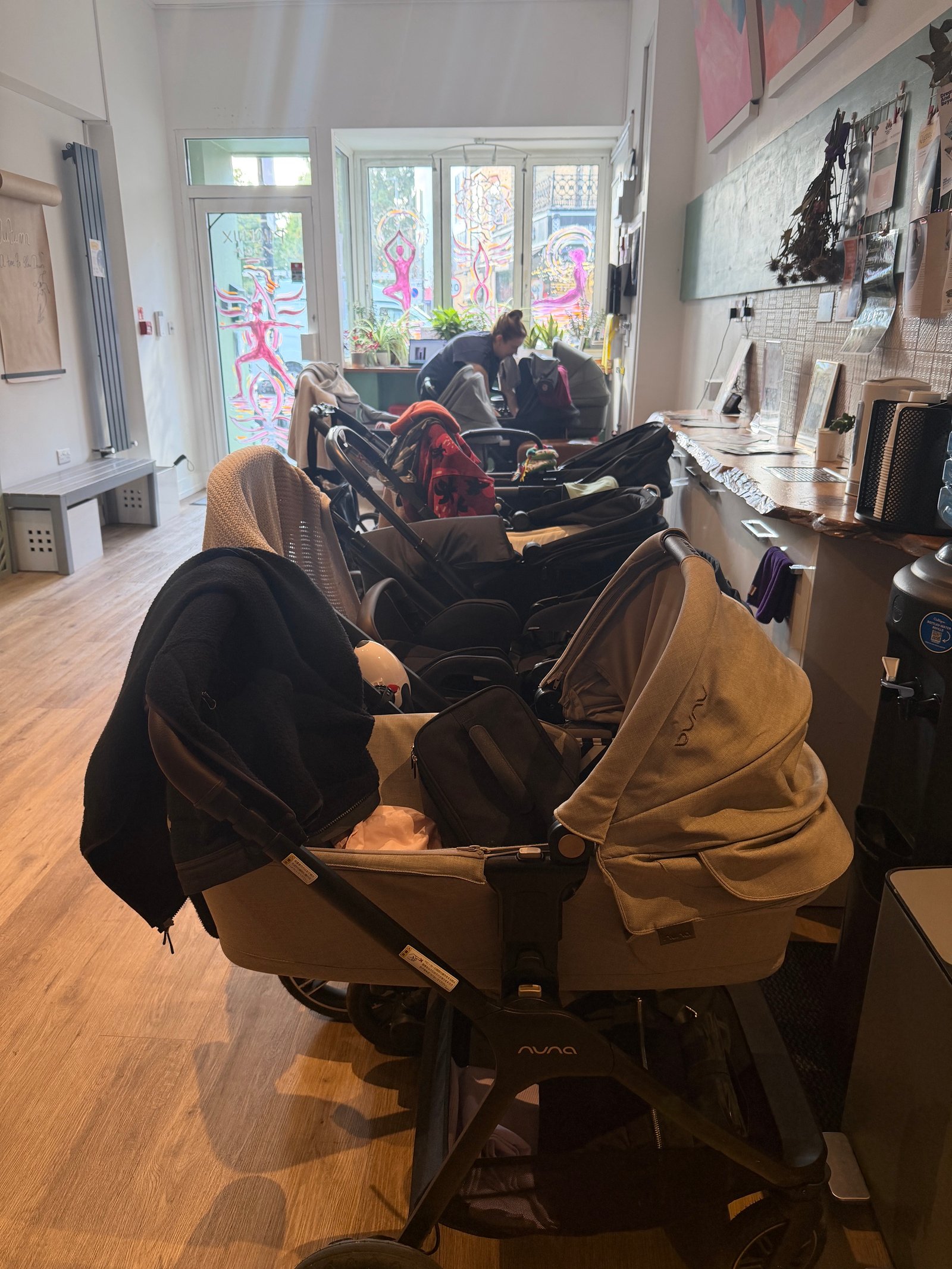 Buggies parked in the Phoenix Yoga reception